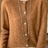 Casual Versatile Circle-Patterned Hollow-Out Jacquard Cardigan