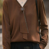 Casual Versatile Rhinestone Scarf-Collar Knitted Top