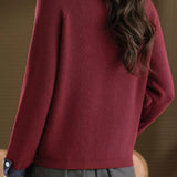 Casual Versatile V-Neck Long-Sleeve Color-Block Knitted Top