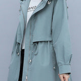 Casual Versatile Hooded Mid-Length Trench Coat