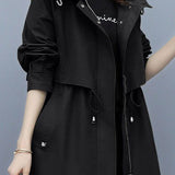 Casual Versatile Hooded Mid-Length Trench Coat