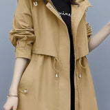 Casual Versatile Hooded Mid-Length Trench Coat