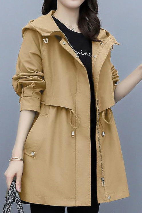 Casual Versatile Hooded Mid-Length Trench Coat - liwisi