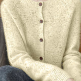 Casual Versatile Slub Yarn Speckled Knitted Long-Sleeve Cardigan