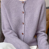 Casual Versatile Slub Yarn Speckled Knitted Long-Sleeve Cardigan