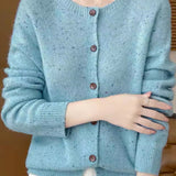 Casual Versatile Slub Yarn Speckled Knitted Long-Sleeve Cardigan