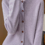 Casual Versatile Slub Yarn Speckled Knitted Long-Sleeve Cardigan