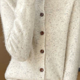 Casual Versatile Slub Yarn Speckled Knitted Long-Sleeve Cardigan