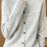 Casual Versatile Slub Yarn Speckled Knitted Long-Sleeve Cardigan