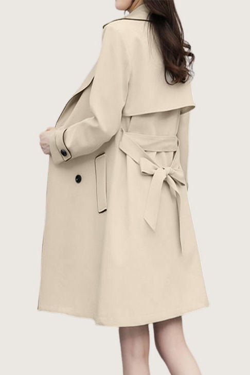 Casual Versatile Color-Block Piped Trench Coat - liwisi