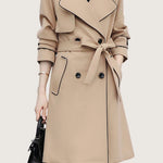 Casual Versatile Color-Block Piped Trench Coat - liwisi