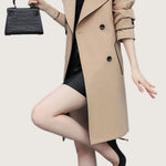Casual Versatile Color-Block Piped Trench Coat - liwisi