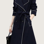 Casual Versatile Color-Block Piped Trench Coat - liwisi