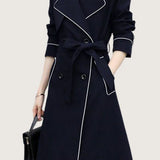 Casual Versatile Color-Block Piped Trench Coat - liwisi