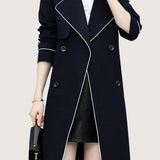Casual Versatile Color-Block Piped Trench Coat - liwisi