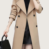 Casual Versatile Color-Block Piped Trench Coat - liwisi