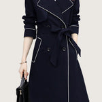 Casual Versatile Color-Block Piped Trench Coat - liwisi