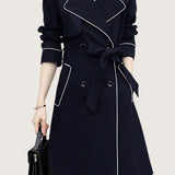 Casual Versatile Color-Block Piped Trench Coat - liwisi
