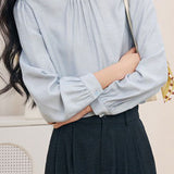 Casual Color-Block Ruffled Collar Shirt Vest Wide-Leg Pants 3-Piece Set - liwisi