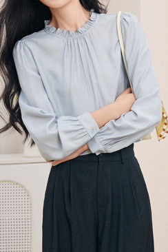 Casual Color-Block Ruffled Collar Shirt Vest Wide-Leg Pants 3-Piece Set - liwisi