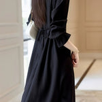 Casual Versatile Ruffled Crew Neck Fake Two-Piece Dress - liwisi