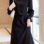 Casual Versatile Ruffled Crew Neck Fake Two-Piece Dress - liwisi