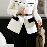 Casual Versatile Twill Color-Block Half-High Neck Coat