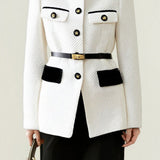 Casual Versatile Twill Color-Block Half-High Neck Coat