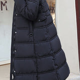 Casual Versatile Solid-Color Fur-Collar Overcoat