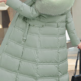 Casual Versatile Solid-Color Fur-Collar Overcoat