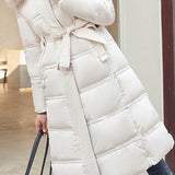 Casual Versatile Solid-Color Fur-Collar Overcoat