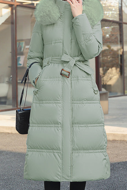 Casual Versatile Solid-Color Fur-Collar Overcoat - liwisi