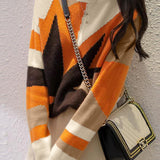 Casual Versatile Crew Neck Asymmetric Color-Block Knitted Top - liwisi