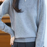 Casual Versatile Crew Neck Ribbed Hollow-Out Sweater - liwisi