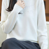 Casual Versatile Crew Neck Ribbed Hollow-Out Sweater - liwisi