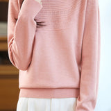Casual Versatile Crew Neck Ribbed Hollow-Out Sweater - liwisi