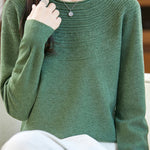 Casual Versatile Crew Neck Ribbed Hollow-Out Sweater - liwisi