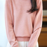 Casual Versatile Crew Neck Ribbed Hollow-Out Sweater - liwisi