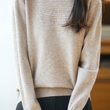 Casual Versatile Crew Neck Ribbed Hollow-Out Sweater - liwisi