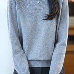 Casual Versatile Crew Neck Ribbed Hollow-Out Sweater - liwisi
