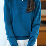 Casual Versatile Crew Neck Ribbed Hollow-Out Sweater - liwisi