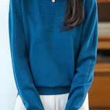 Casual Versatile Crew Neck Ribbed Hollow-Out Sweater - liwisi