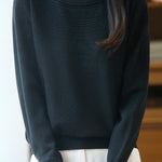 Casual Versatile Crew Neck Ribbed Hollow-Out Sweater - liwisi