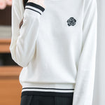 Casual Versatile Crew Neck Color-Block Floral Sweater - liwisi