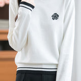 Casual Versatile Crew Neck Color-Block Floral Sweater - liwisi