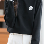 Casual Versatile Crew Neck Color-Block Floral Sweater - liwisi