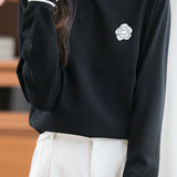 Casual Versatile Crew Neck Color-Block Floral Sweater - liwisi