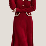 Elegant Temperament Slim-Fit Gold Thread Wheat Ear Trim Dress - liwisi