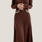 Elegant Temperament Slim-Fit Gold Thread Wheat Ear Trim Dress - liwisi
