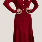 Elegant Temperament Slim-Fit Gold Thread Wheat Ear Trim Dress - liwisi